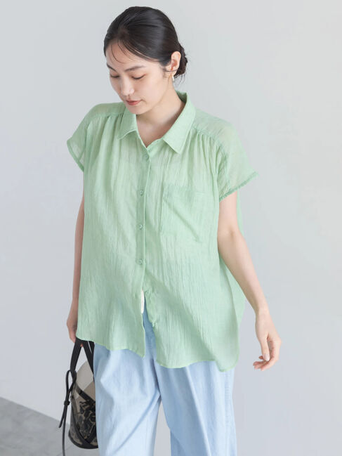 Te chichi「【7色展開】シャンブレーボイルフレンチスリーブシャツ」|シャツ・ブラウス|