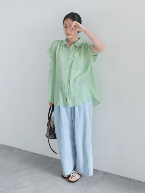 Te chichi「【7色展開】シャンブレーボイルフレンチスリーブシャツ」|シャツ・ブラウス|