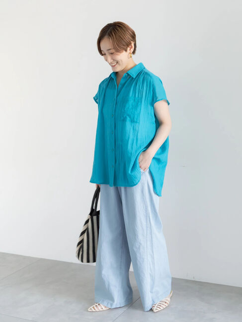 Te chichi「【7色展開】シャンブレーボイルフレンチスリーブシャツ」|シャツ・ブラウス|