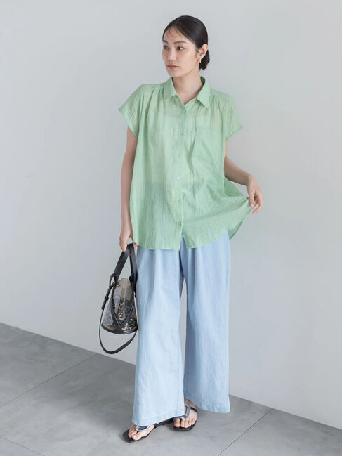 Te chichi「【7色展開】シャンブレーボイルフレンチスリーブシャツ」|シャツ・ブラウス|