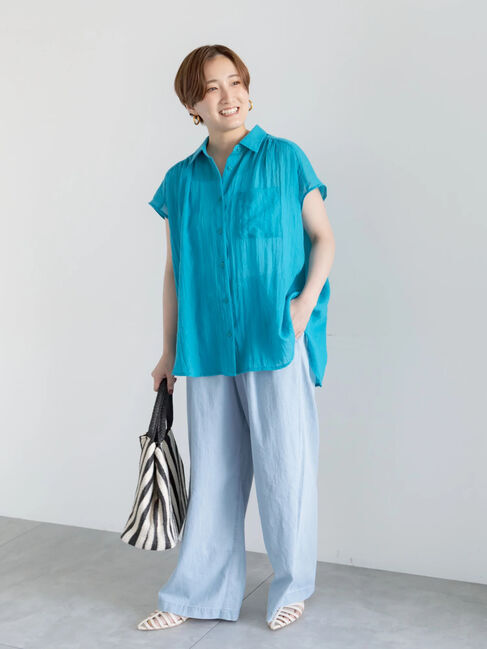Te chichi「【7色展開】シャンブレーボイルフレンチスリーブシャツ」|シャツ・ブラウス|