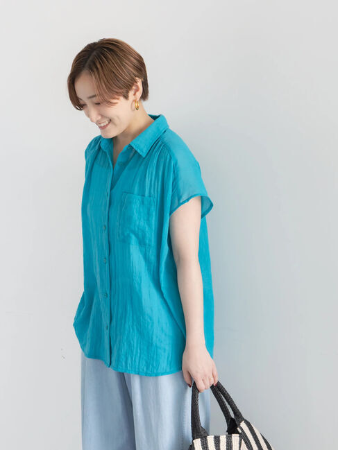 Te chichi「【7色展開】シャンブレーボイルフレンチスリーブシャツ」|シャツ・ブラウス|