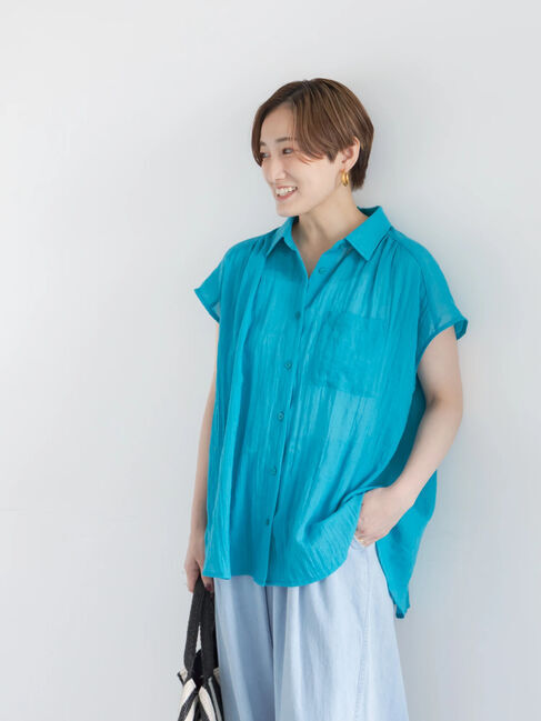 Te chichi「【7色展開】シャンブレーボイルフレンチスリーブシャツ」|シャツ・ブラウス|