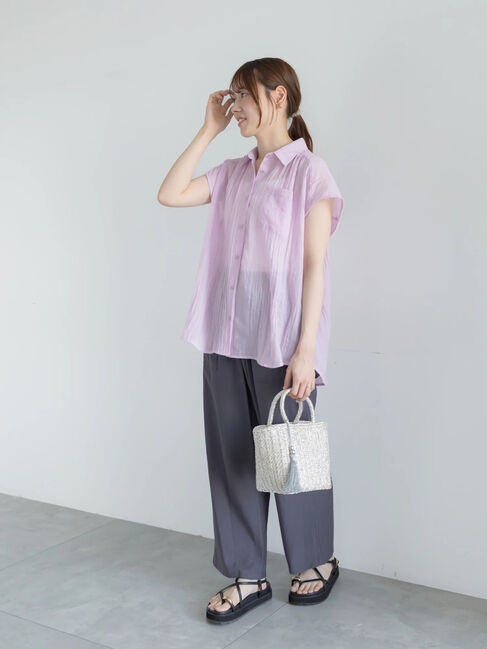 Te chichi「【7色展開】シャンブレーボイルフレンチスリーブシャツ」|シャツ・ブラウス|