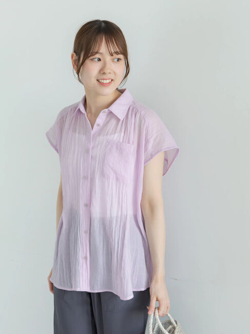 Te chichi「【7色展開】シャンブレーボイルフレンチスリーブシャツ」|シャツ・ブラウス|