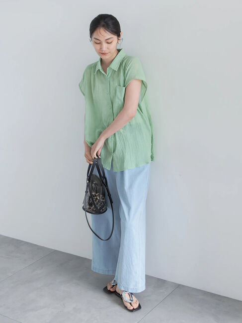 Te chichi「【7色展開】シャンブレーボイルフレンチスリーブシャツ」|シャツ・ブラウス|