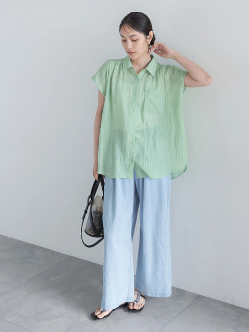 Te chichi「【7色展開】シャンブレーボイルフレンチスリーブシャツ」|シャツ・ブラウス|