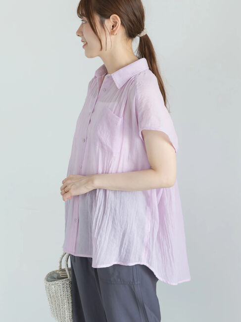 Te chichi「【7色展開】シャンブレーボイルフレンチスリーブシャツ」|シャツ・ブラウス|パープル