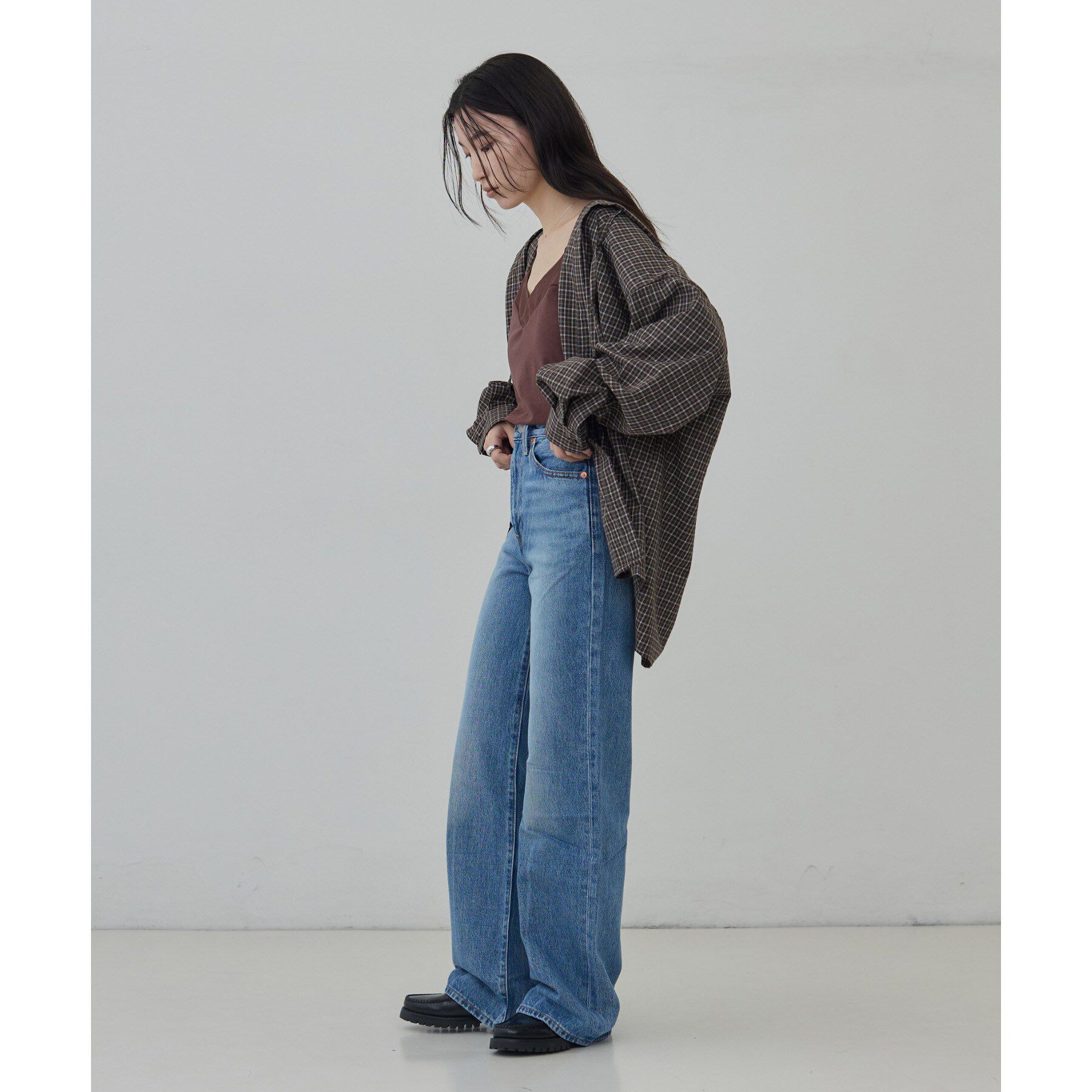 GALLEST「チェックフーディオーバーシャツ」|シャツ・ブラウス|