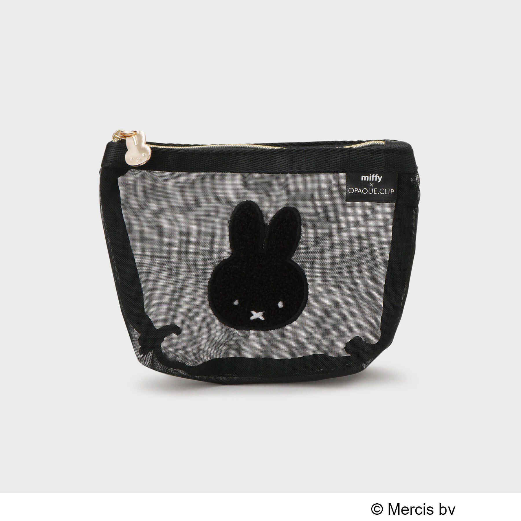 OPAQUE.CLIP「◆【miffy】さがら刺繍チュールメッシュポーチ」|ポーチ|ブラック(019)