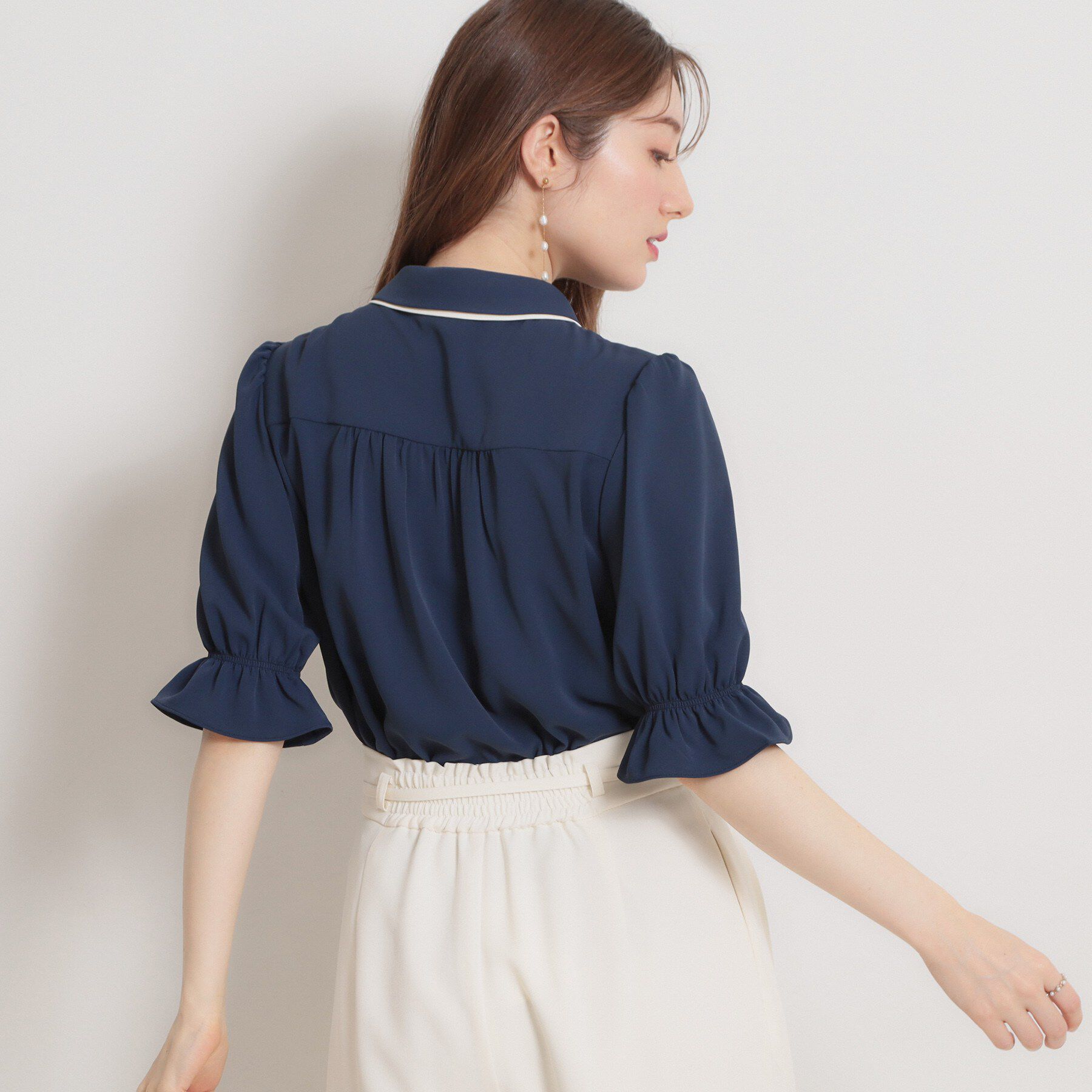 Couture broach「【通勤・洗える】配色ダブルカラー ブラウス」|シャツ・ブラウス|