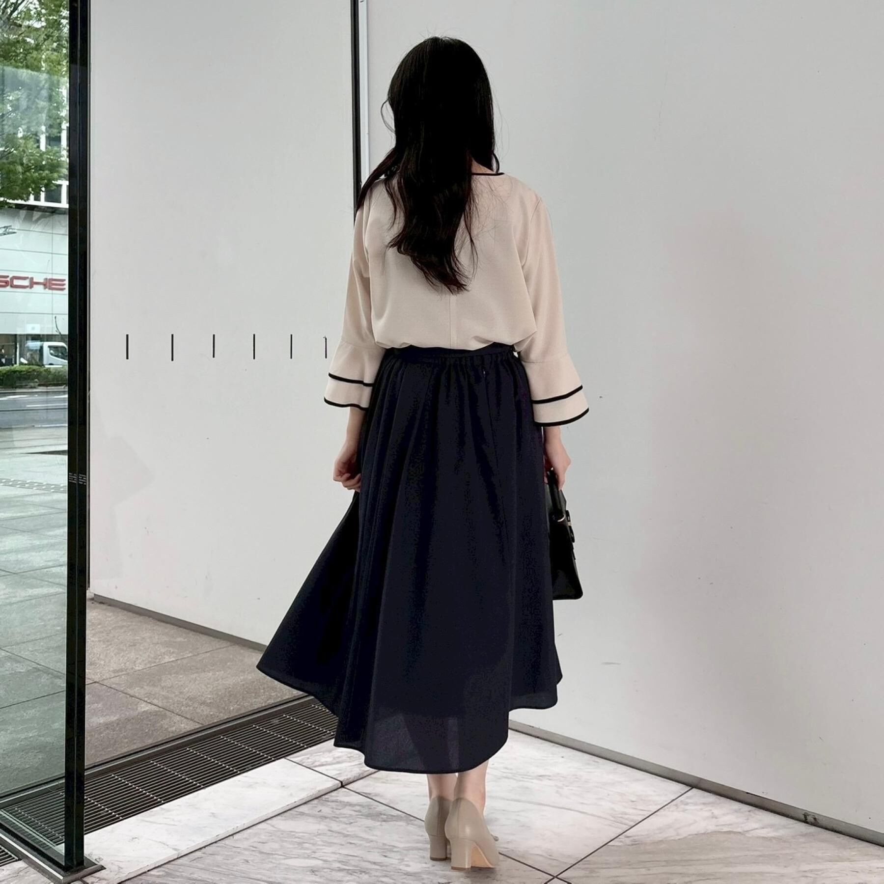 Couture broach「【イージーケア・接触冷感・吸水速乾】配色ラッフルブラウス」|シャツ・ブラウス|
