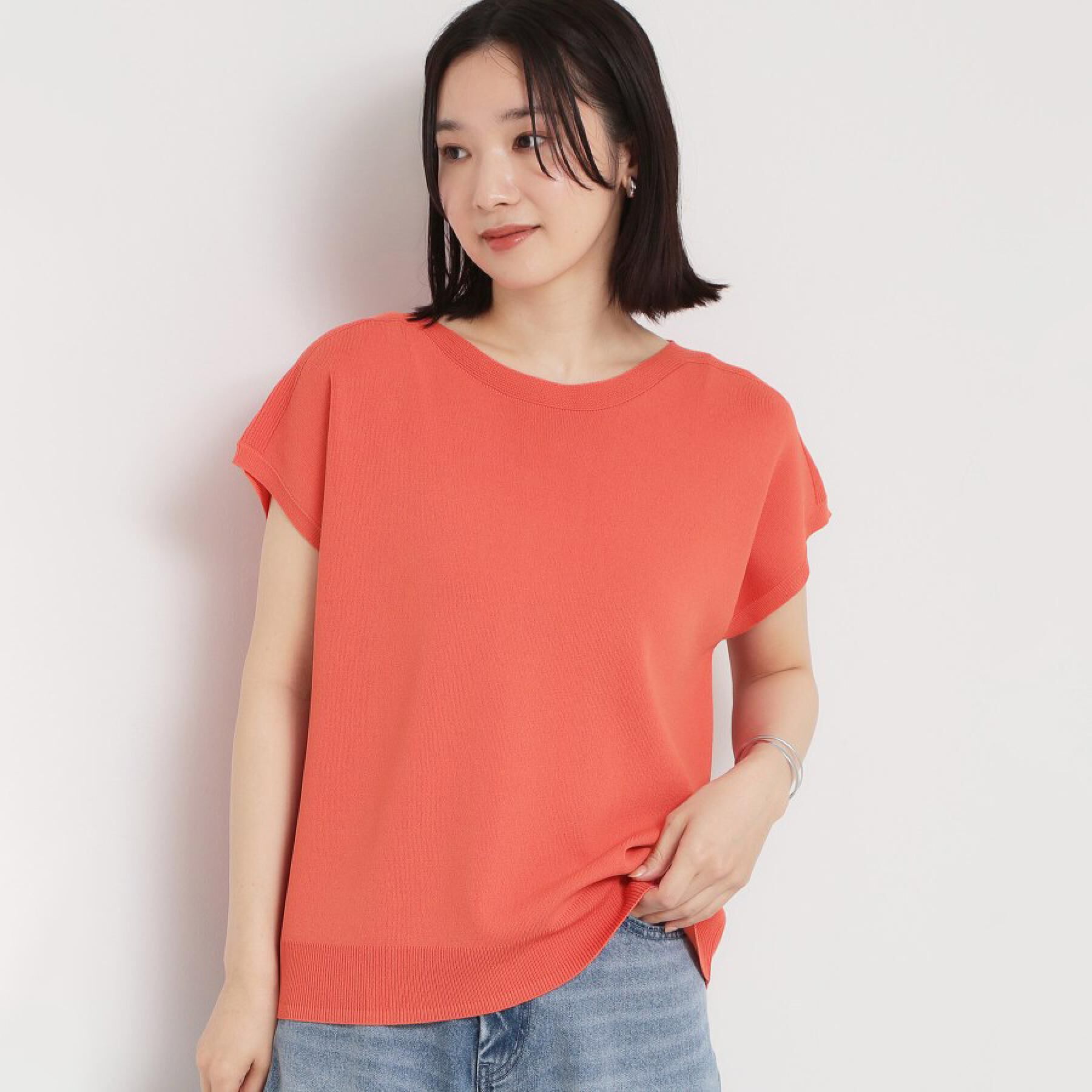THE SHOP TK「【S-XL/ひんやりタッチ】多機能フレンチスリーブニット 洗濯機OK/UVケア/毛玉になりにくい」|ニット・セーター|