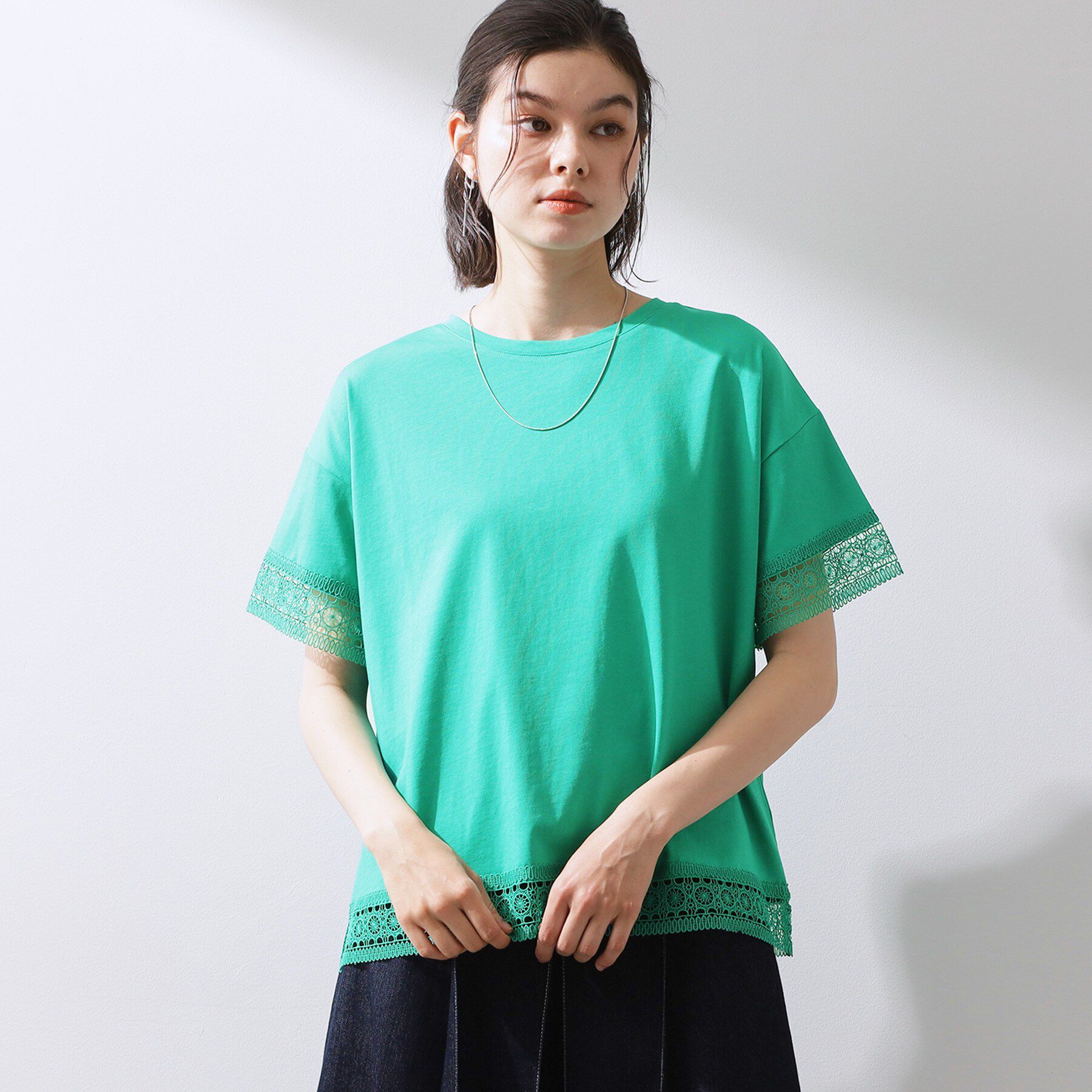 THE SHOP TK「【インせず着られる】モチーフレース切替Tシャツ」|Tシャツ・カットソー|