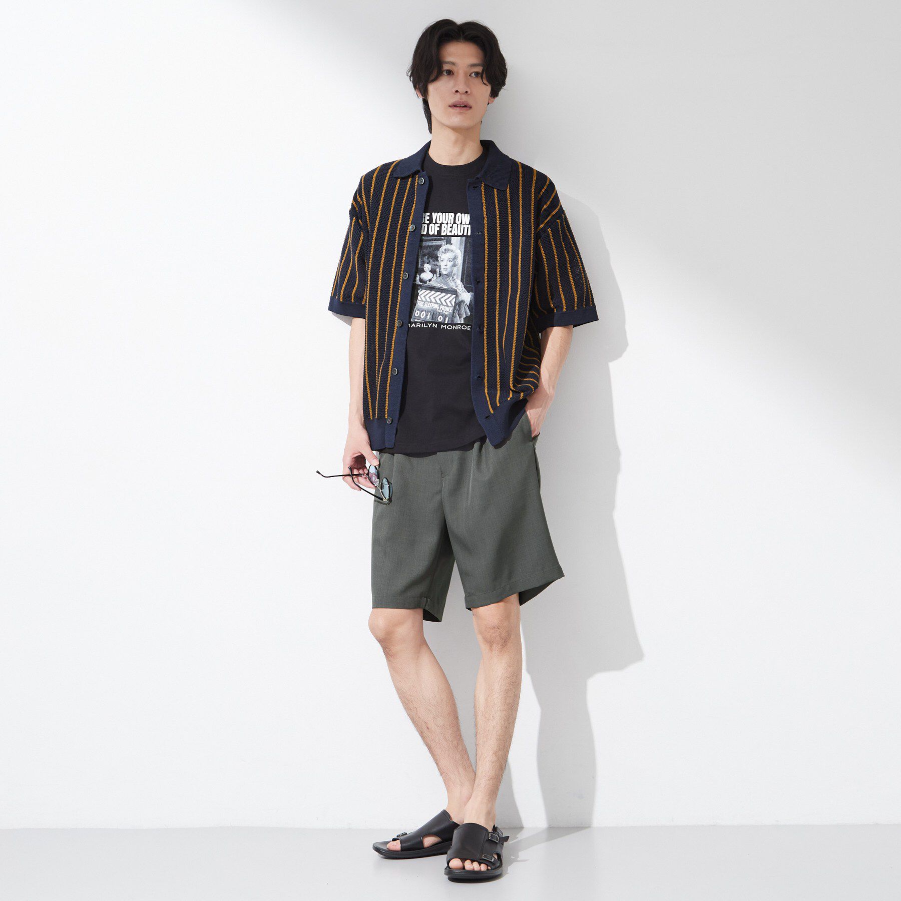 THE SHOP TK「【マシンウォッシャブル】ニットストライプ半袖シャツ」|ニット・セーター|