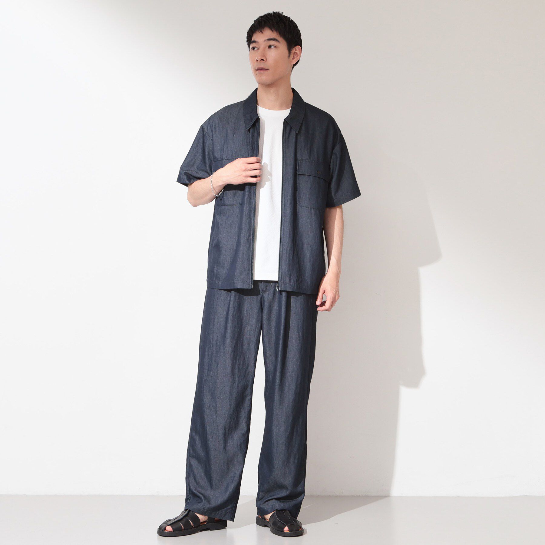 THE SHOP TK「【セットアップ可／洗濯機OK】デニムライク ワイドパンツ」|その他|