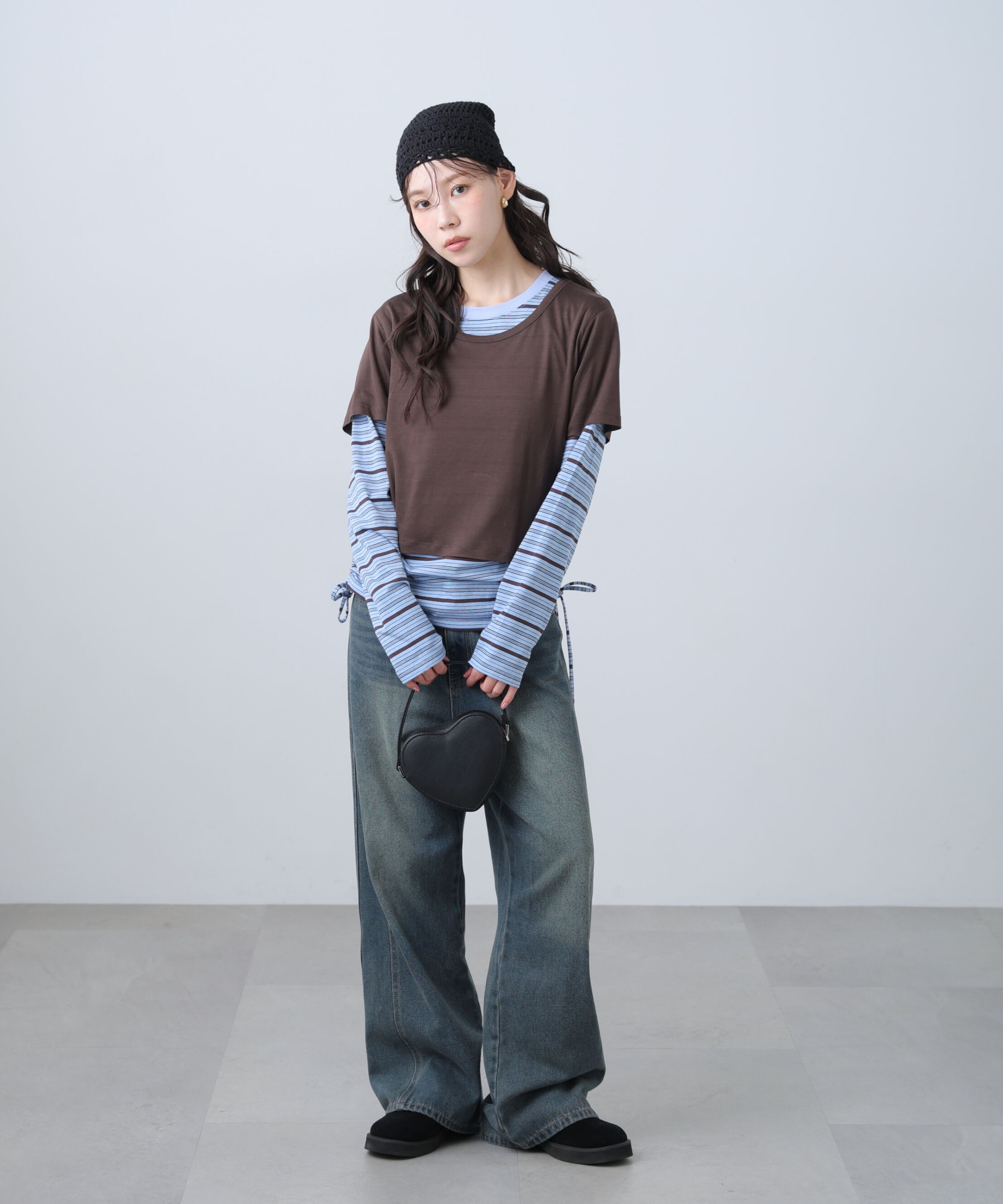  「シアーTシャツレイヤードボーダーロンT」|Tシャツ・カットソー|