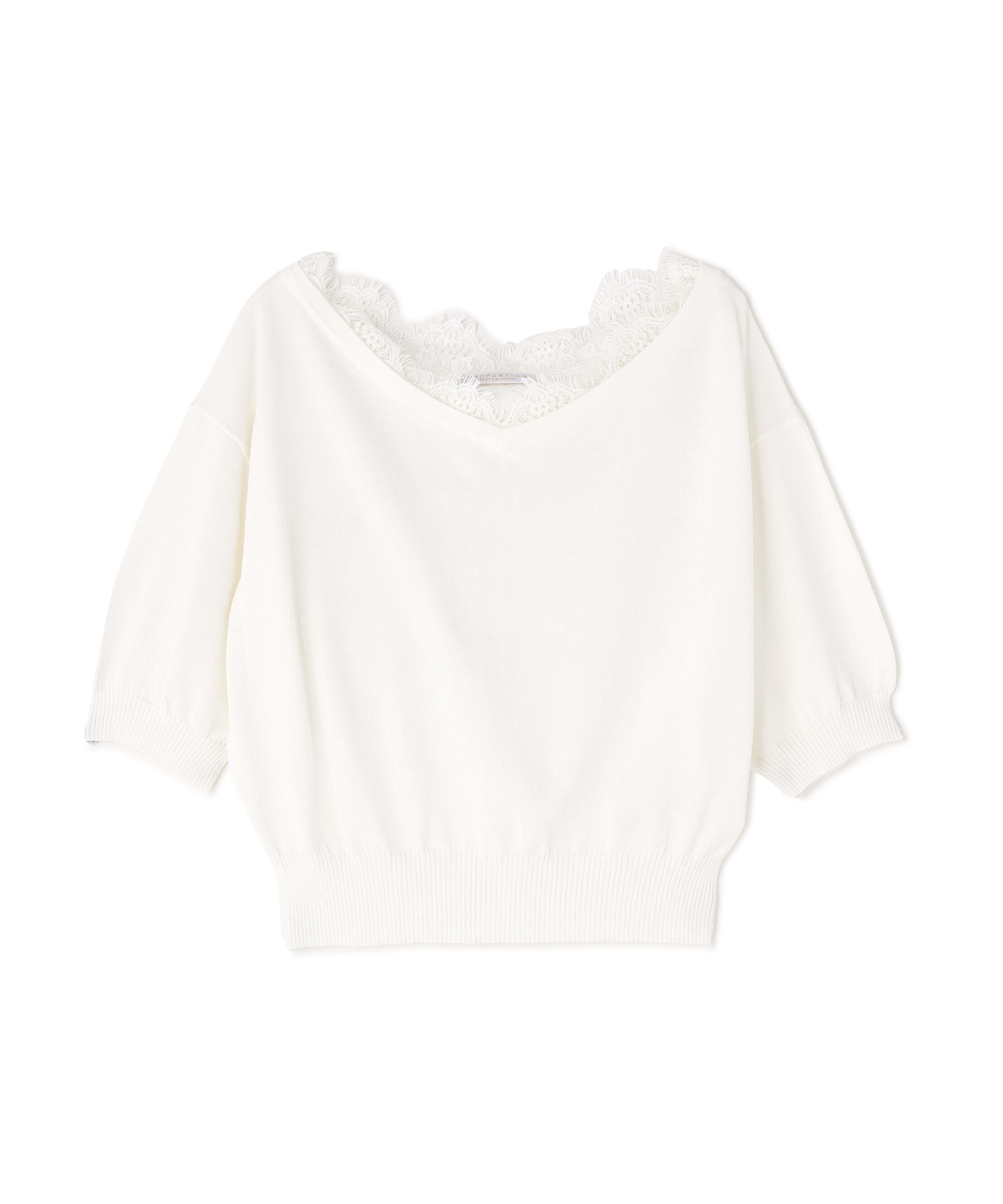 PROPORTION BODY DRESSING「レース付き短丈ニット 26SS」|ニット・セーター|