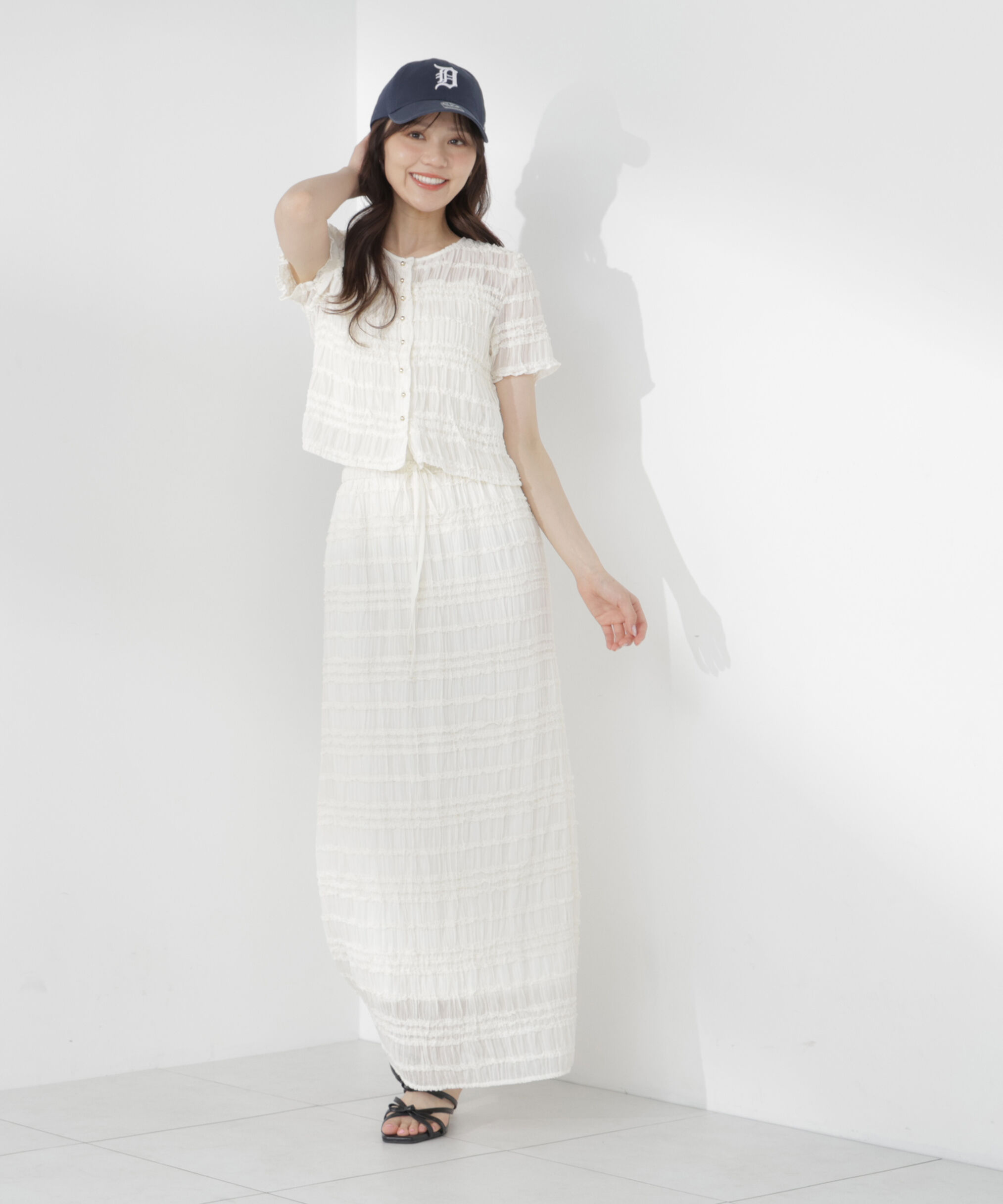 PROPORTION BODY DRESSING「＜a/mie＞フリルシャーリングスカート」|スカート|エクリュ1