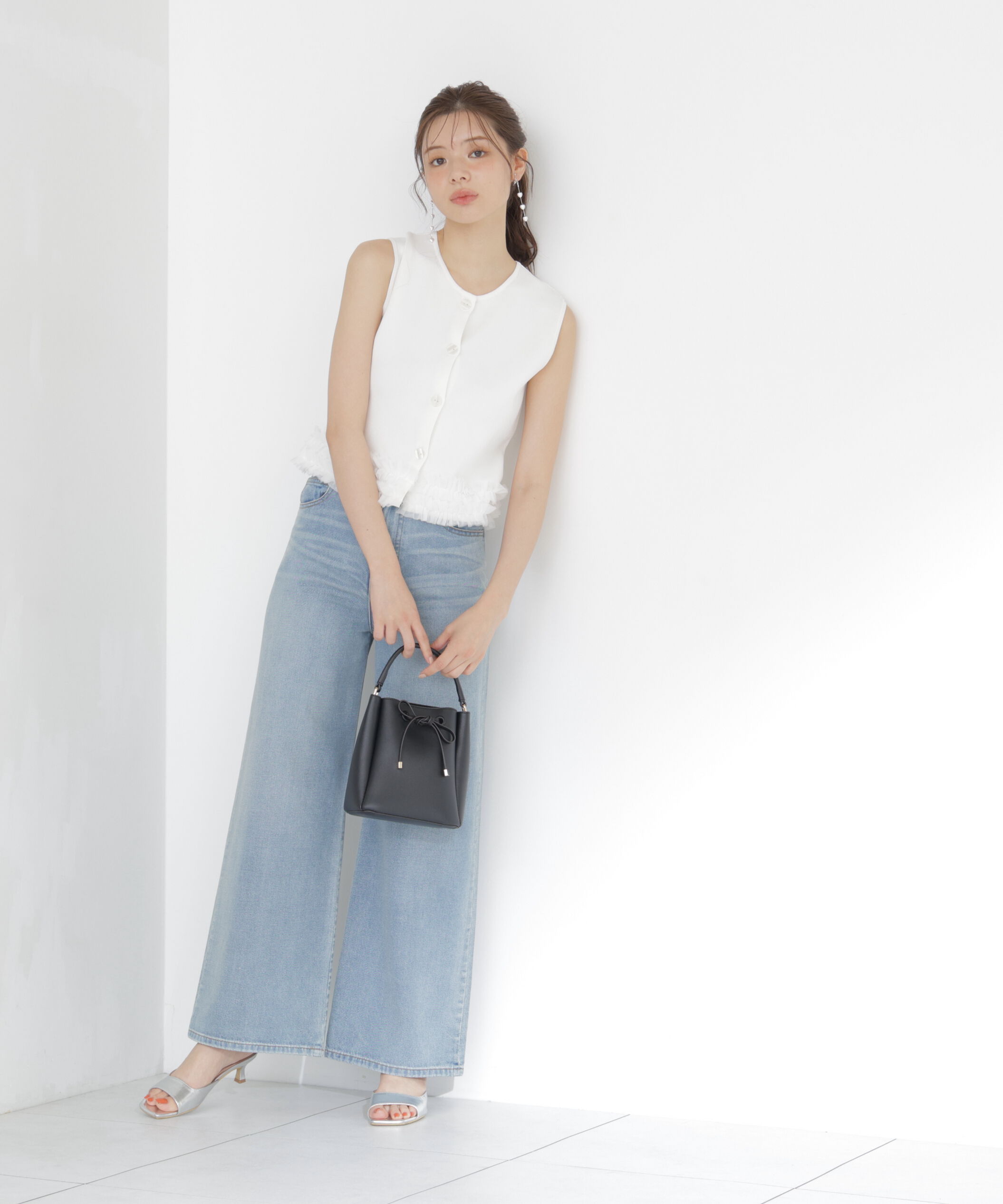 PROPORTION BODY DRESSING「＜a/mie＞ノースリーブフリルヘムニット」|カーディガン|