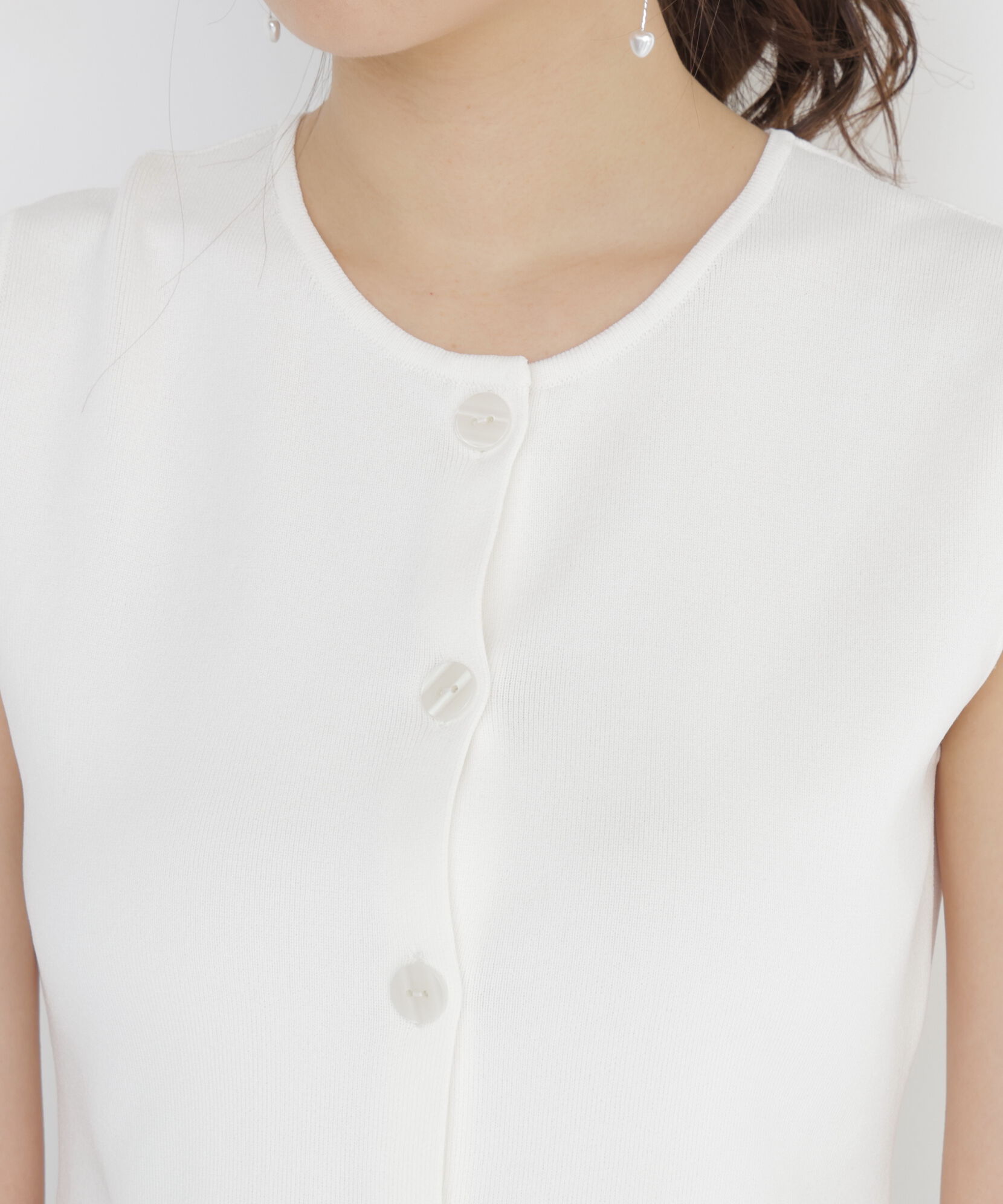 PROPORTION BODY DRESSING「＜a/mie＞ノースリーブフリルヘムニット」|カーディガン|