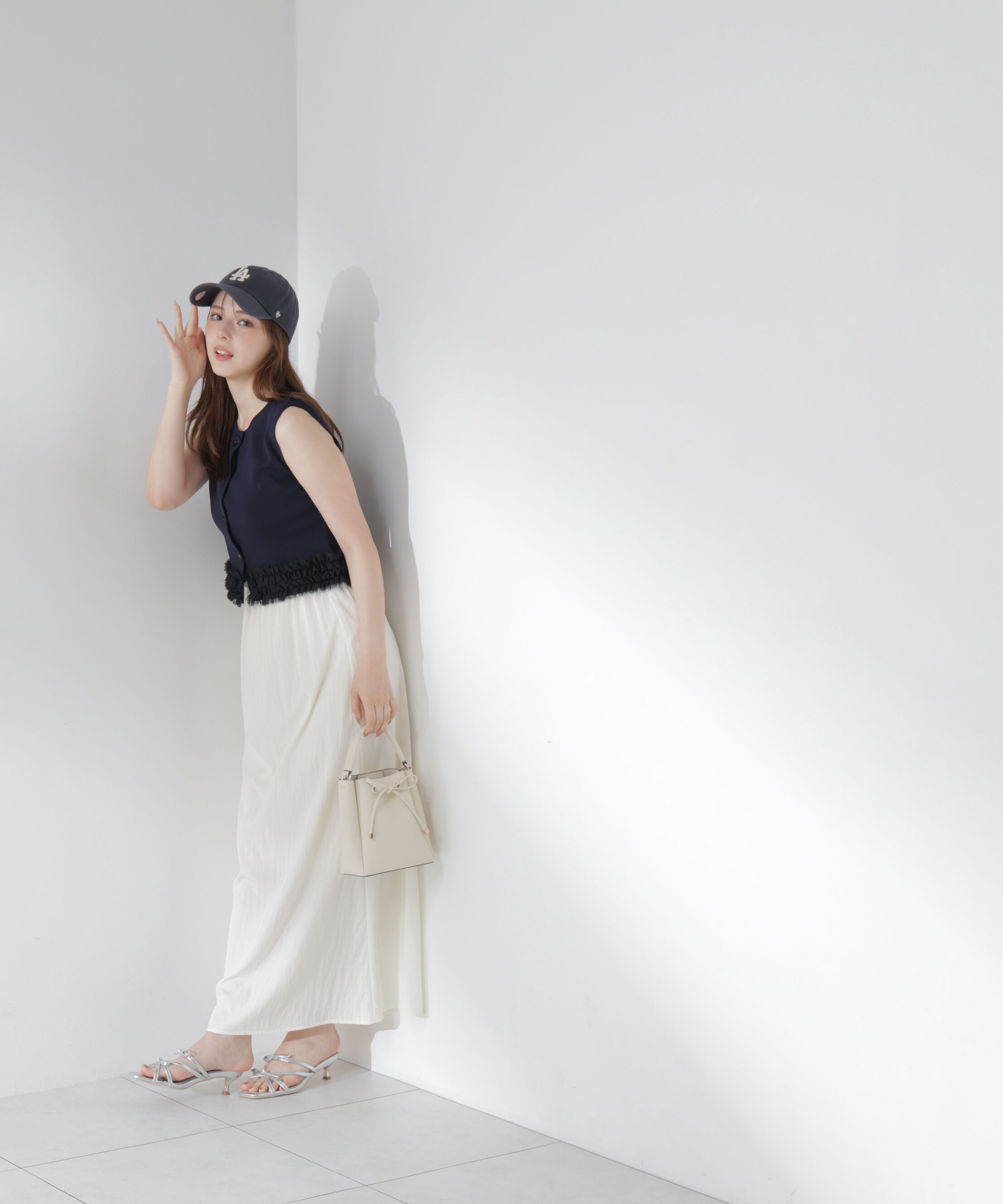 PROPORTION BODY DRESSING「＜a/mie＞ノースリーブフリルヘムニット」|カーディガン|