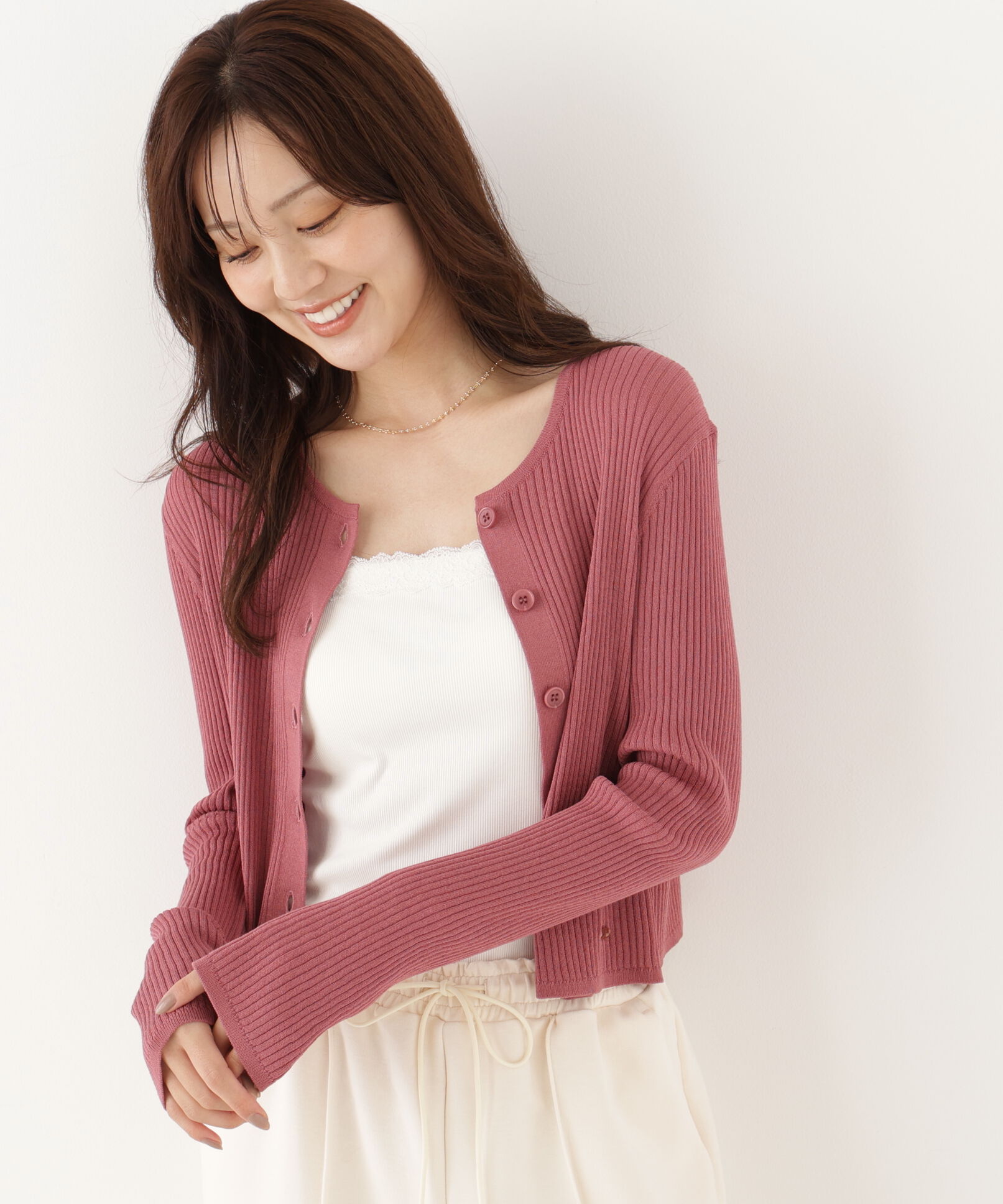 PROPORTION BODY DRESSING「＜a/mie＞リブニットカーディガン」|カーディガン|
