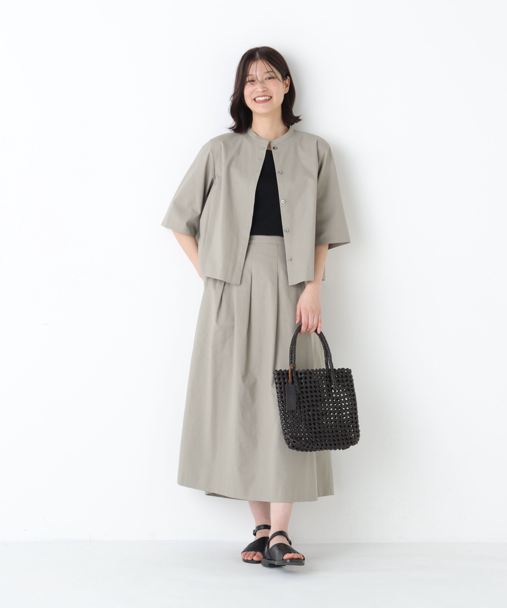  「◆リネン混ストレッチタンブラーセットアップ」|ワンピース|