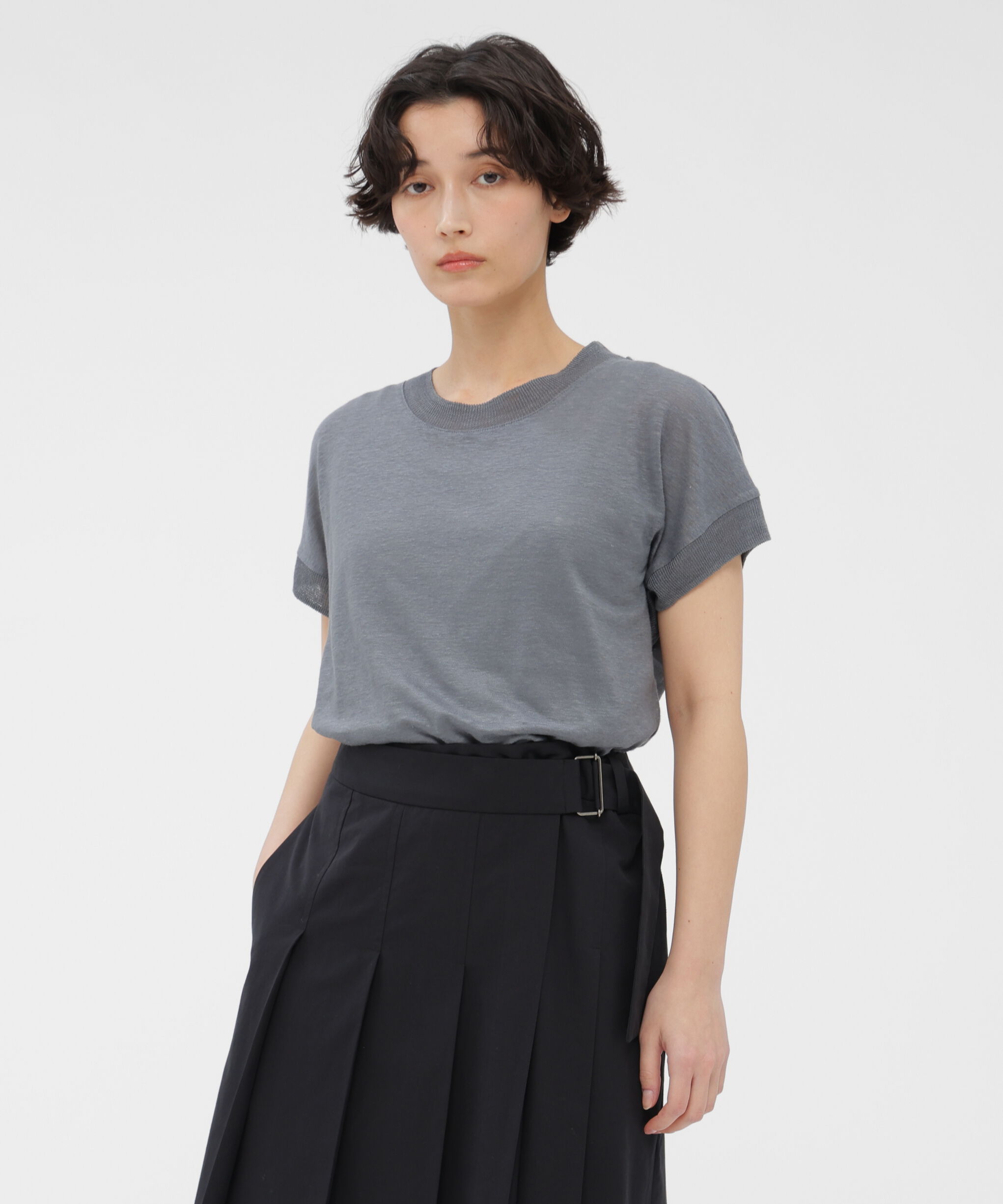  「LINEN JERSEY TOP」|Tシャツ・カットソー|CHARCOAL3