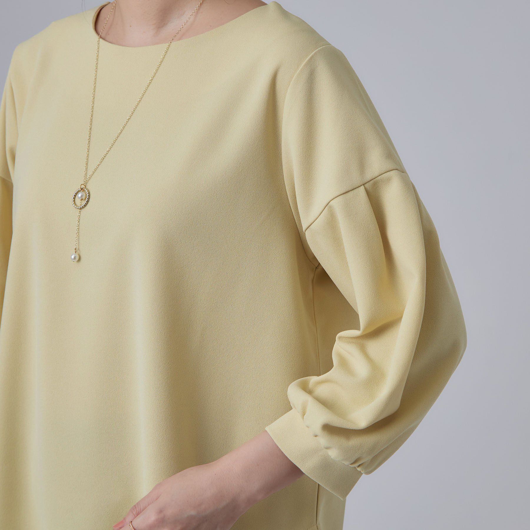 SHOO･LA･RUE「【着丈選べる/2点セット】ネックレス付き やわらか8分袖ブラウス」|Tシャツ・カットソー|