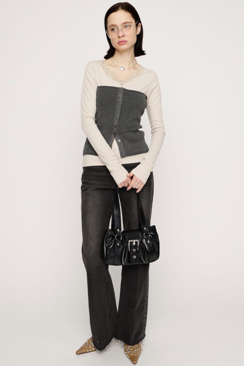 SLY「LACE DOCKING CUT トップス」|Tシャツ・カットソー|
