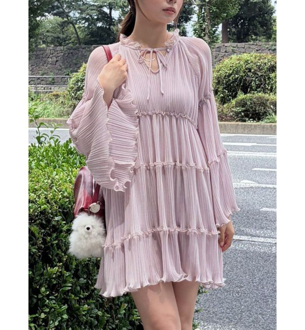 LAGUNAMOON「プリーツシフォンミニワンピース」|ワンピース|