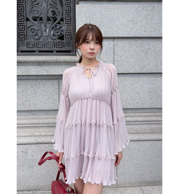 LAGUNAMOON「プリーツシフォンミニワンピース」|ワンピース|