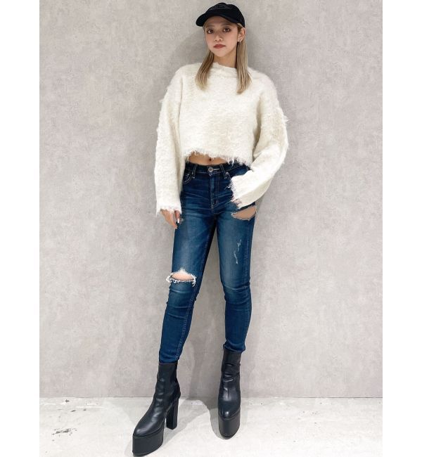 GYDA「モヘアタッチシャギーショートニットトップス【WEB限定】」|ニット・セーター|
