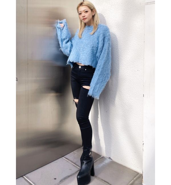 GYDA「モヘアタッチシャギーショートニットトップス【WEB限定】」|ニット・セーター|
