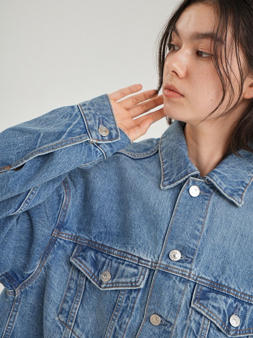Mila Owen「ワイドスリーブクロップドデニムジャケット」|デニムジャケット|