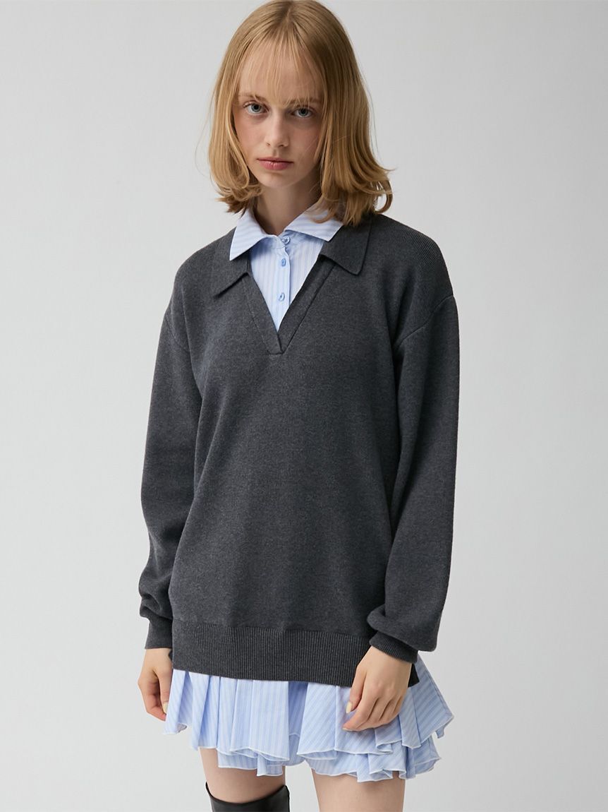 LILY BROWN「シャツドッキングニットミニワンピース」|ワンピース|GRY