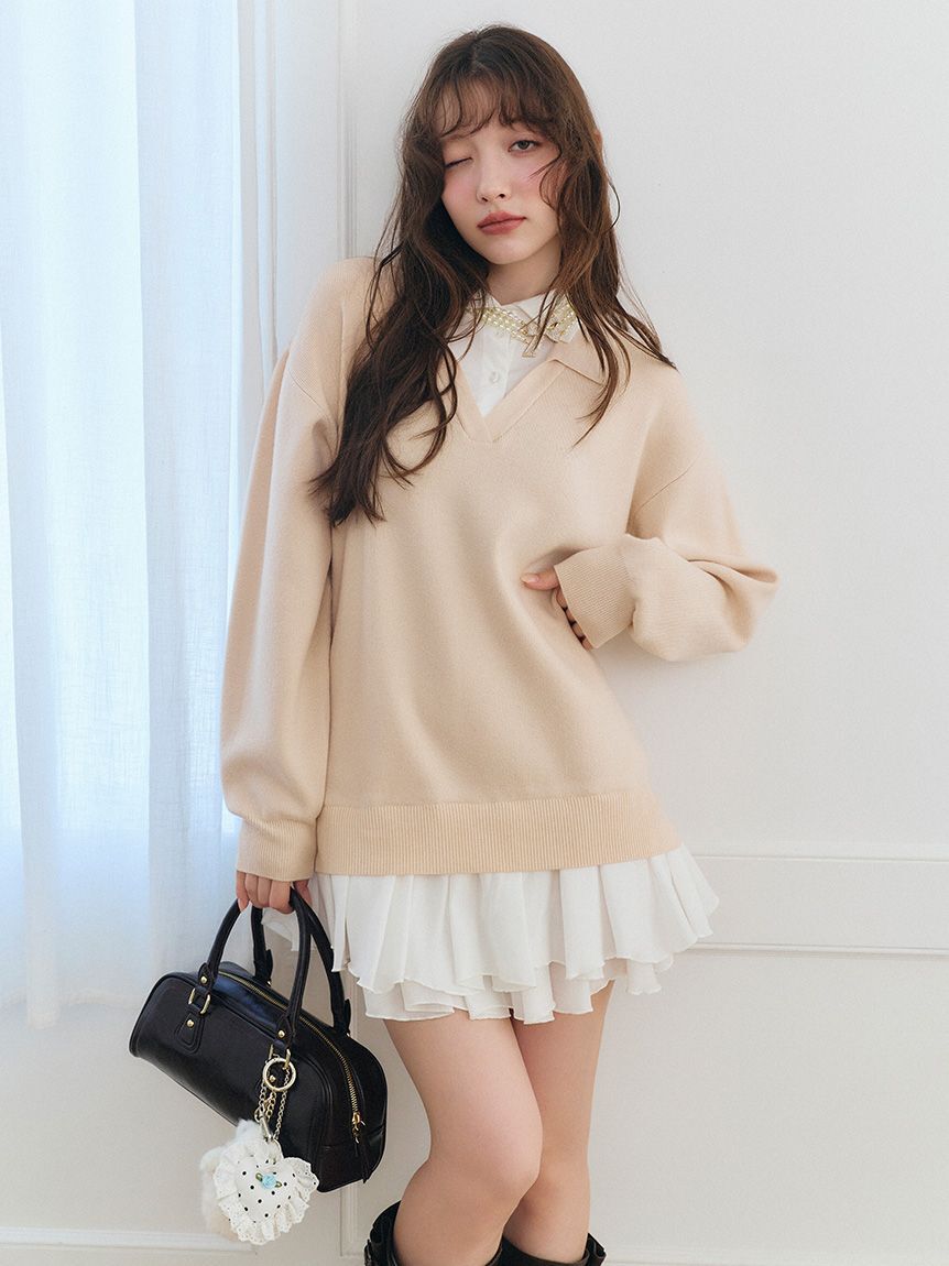 LILY BROWN「シャツドッキングニットミニワンピース」|ワンピース|
