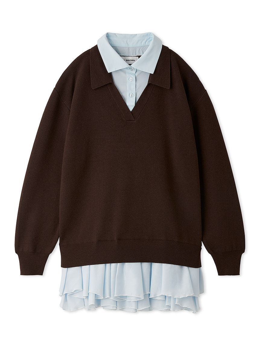 LILY BROWN「シャツドッキングニットミニワンピース」|ワンピース|