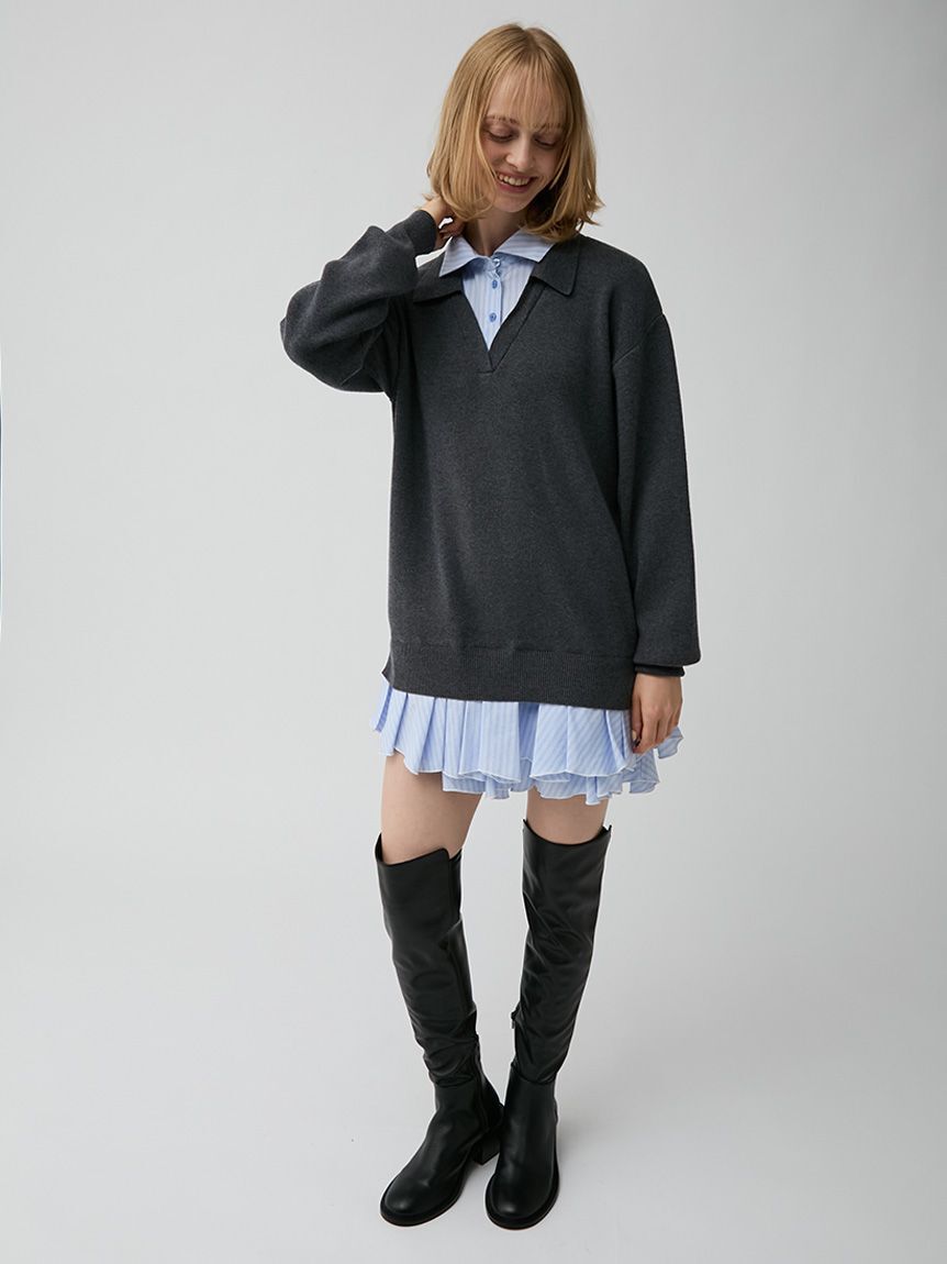LILY BROWN「シャツドッキングニットミニワンピース」|ワンピース|