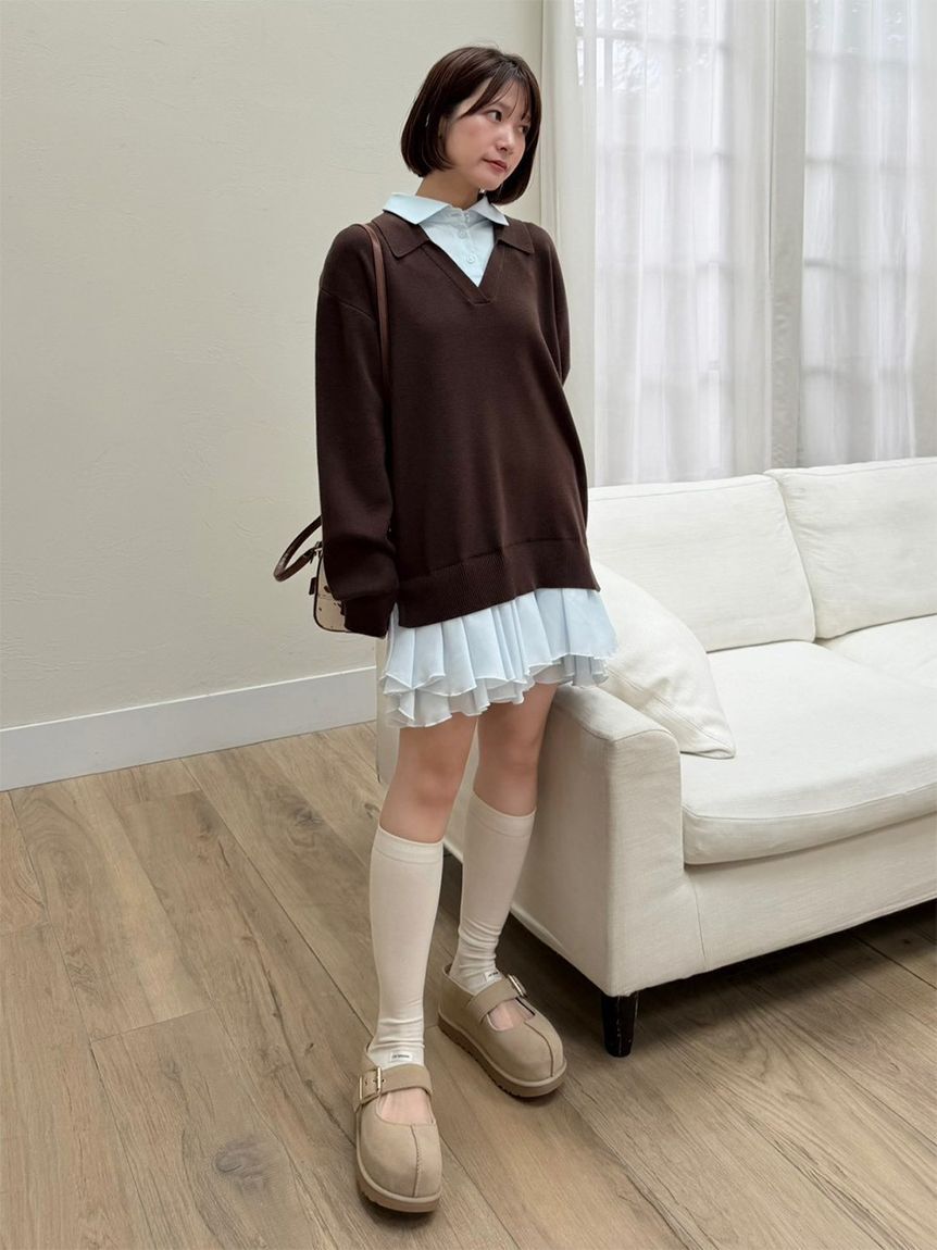 LILY BROWN「シャツドッキングニットミニワンピース」|ワンピース|BRW