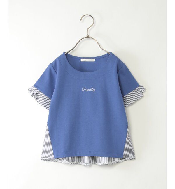 ikka kids「【親子おそろい】袖ツイスト切り替えロゴプルオーバー（120~160cm）」|Tシャツ・カットソー|ブルー