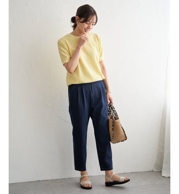 ikka「【雑誌InRed6月号掲載】幾何学柄ジャカード半袖プルオーバー 【親子コーデ】」|Tシャツ・カットソー|