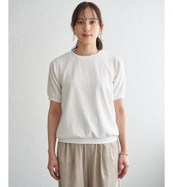ikka「【雑誌InRed6月号掲載】幾何学柄ジャカード半袖プルオーバー 【親子コーデ】」|Tシャツ・カットソー|