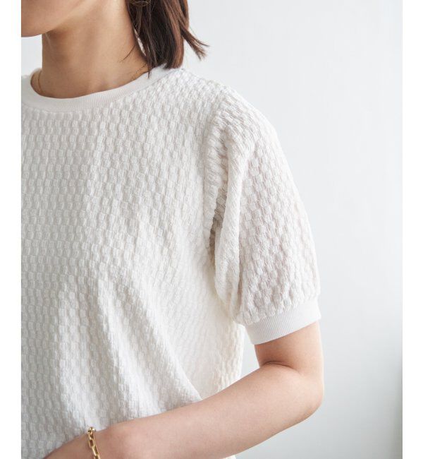 ikka「【雑誌InRed6月号掲載】幾何学柄ジャカード半袖プルオーバー 【親子コーデ】」|Tシャツ・カットソー|