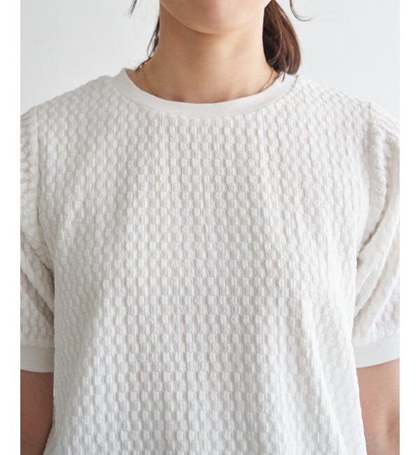 ikka「【雑誌InRed6月号掲載】幾何学柄ジャカード半袖プルオーバー 【親子コーデ】」|Tシャツ・カットソー|