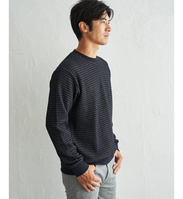 ikka「ビッグ縦ワッフルクルーネックプルオーバー」|パーカー|