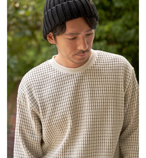 ikka「ビッグ縦ワッフルクルーネックプルオーバー」|パーカー|
