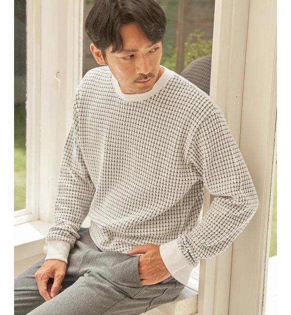 ikka「ビッグ縦ワッフルクルーネックプルオーバー」|パーカー|