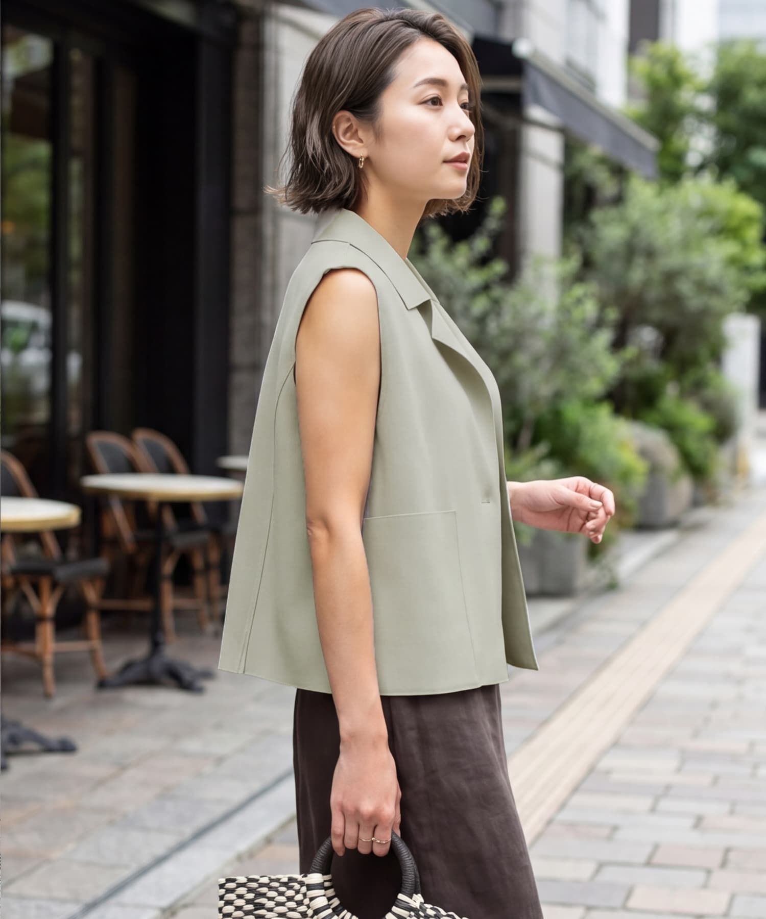 STYLE DELI「切りっぱなしテーラードベスト」|ベスト・ジレ|